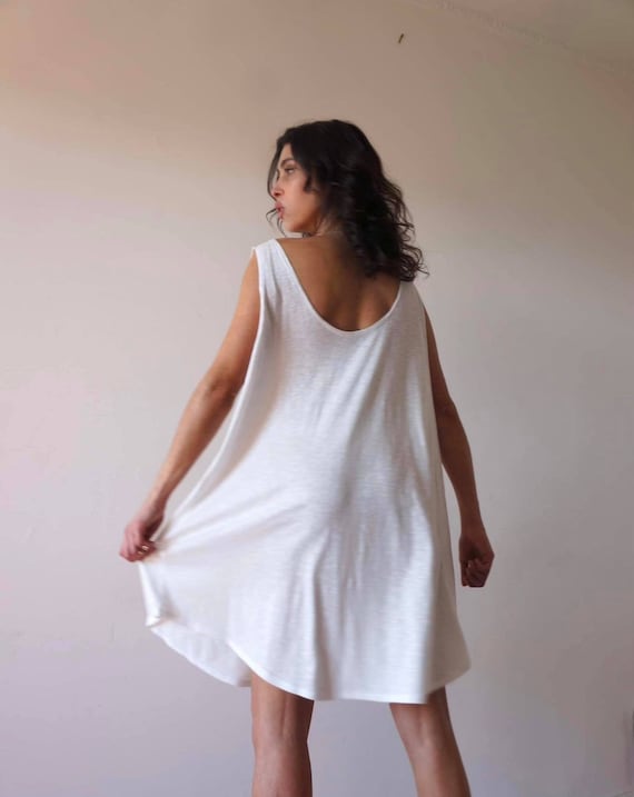 loose mini tank dress Women Y2K Mini Dress Sleeveless Square Neck Solid Loose Tank Dress Summer A-Line Dress