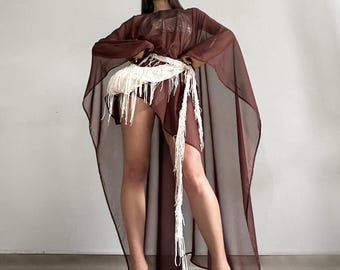 Chiffon Cape in 25 Colors , Customize Sheer Shrug, Front Short Back Long Poncho , Chiffon Wrap, Sheer Jacket, Sheer Scarf, Wrap Sheer Cape