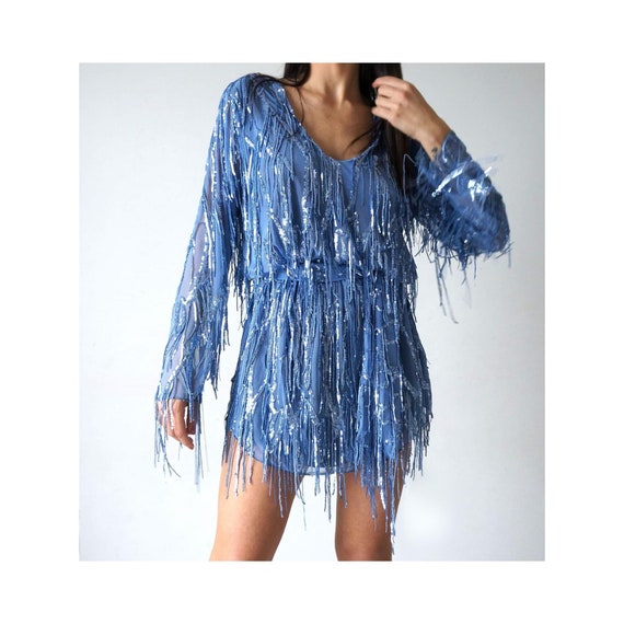 tunic style party dresses Glitter Sequin Mini Party Dress / Sparkly Dress Tunic Style With Sequins /  Long Sleeve Sequin Mini Dress / Maxi Top Oversize / New Eve Dress