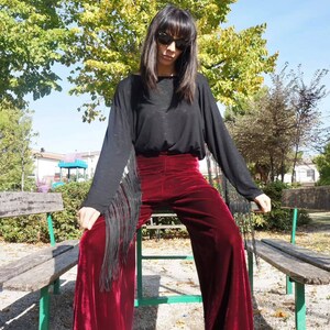 Velvet wide leg pants hight or low waist, woman pants palazzo, velvet trousers, wide legs velvet pantelastic wide legs trousers in 9 colors image 7