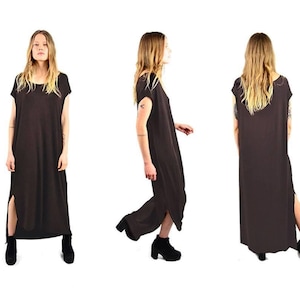 Women Cotton Jersey Dress, Soft Casual Loose Robes Long Dress, Minimal Maxi Dresses, Customized Oversized Dress, Plus Size Clothing Cotton