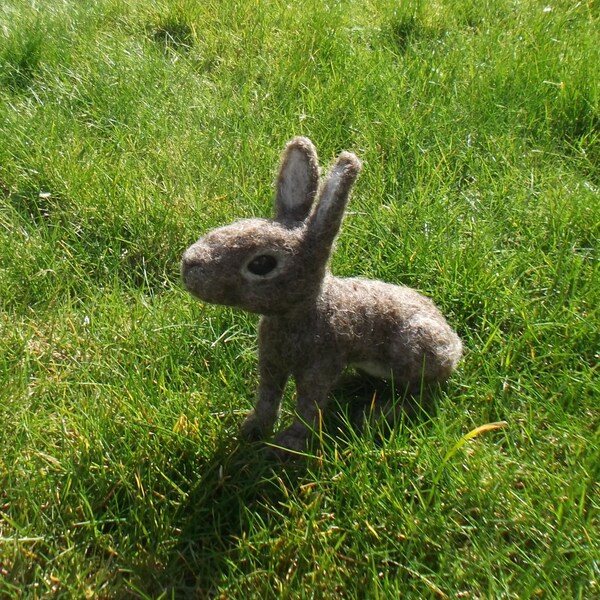 Brown Needle Felted Wild Rabbit / Bunny