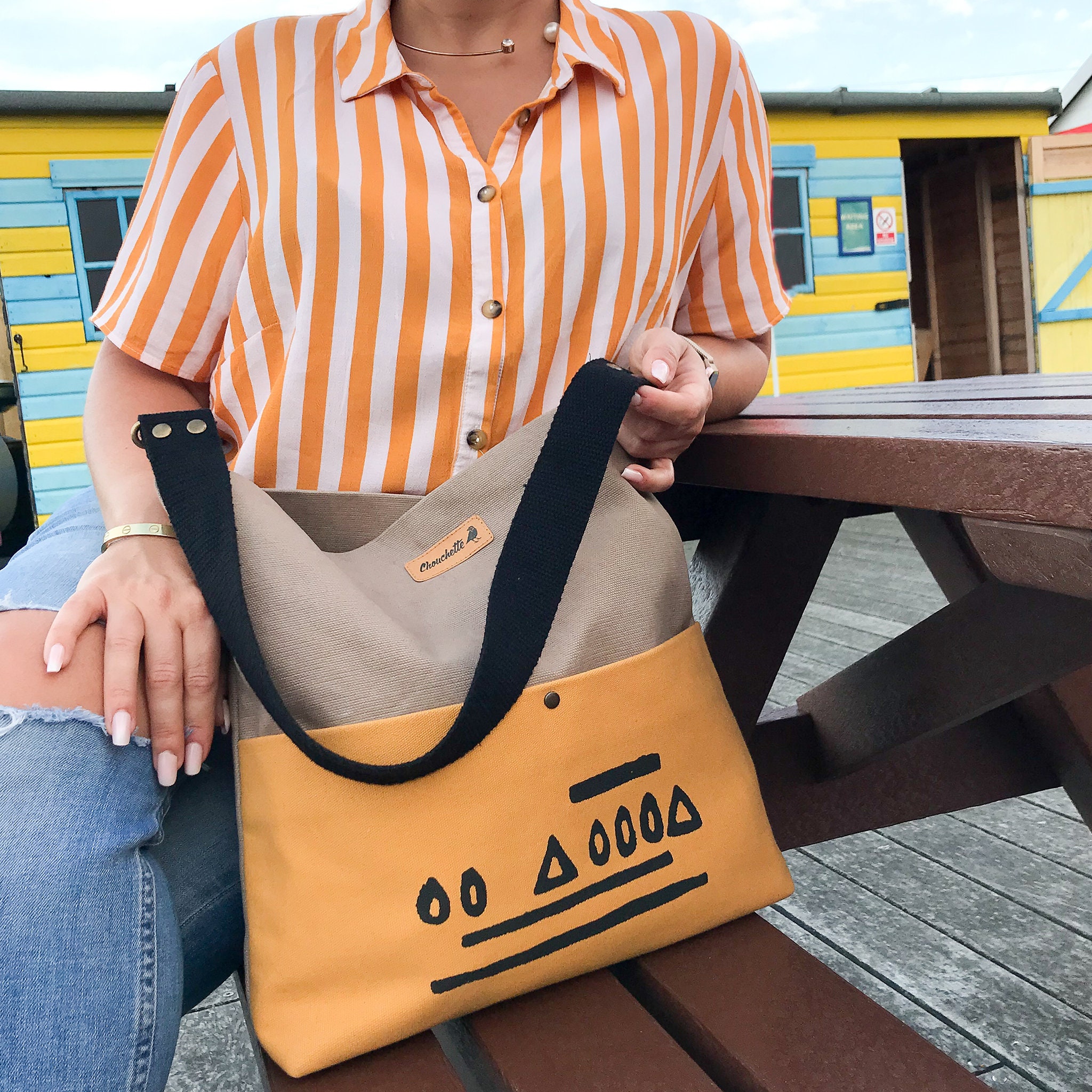 Fabric Shoulder Bag Canvas Crossbody Bag Canvas Bucket Tote Etsy