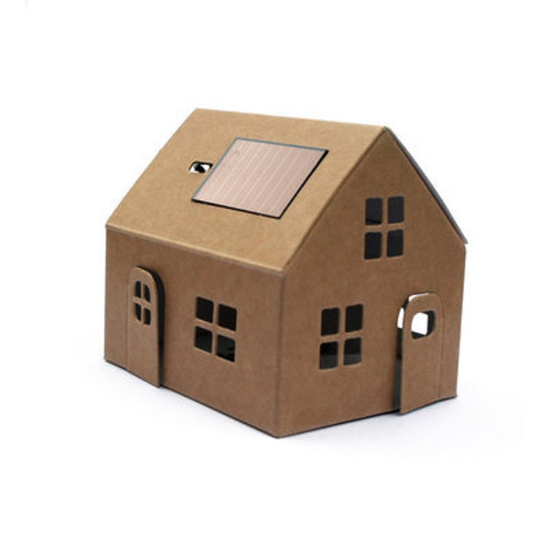 Mini Solar Powered House Night Light Casagami Original Kraft Ecofriendly Kid Gift & decor image 2
