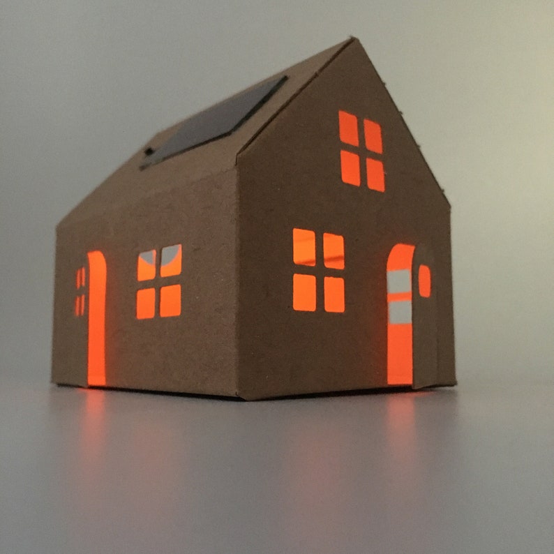 Mini Solar Powered House Night Light Casagami Original Kraft Ecofriendly Kid Gift & decor image 1