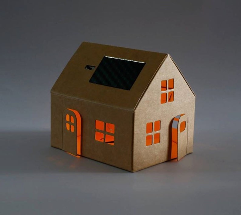 Mini Solar Powered House Night Light Casagami Original Kraft Ecofriendly Kid Gift & decor image 3