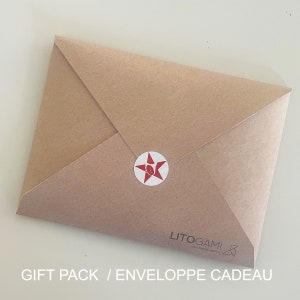 May include: A brown paper envelope with a red star sticker and the text "LITOGAMI" and "GIFT PACK / ENVELOPPE CADEAU".