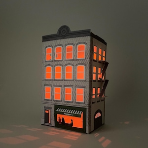 NEW HOPPER's cafe- New-York. Veilleuse solaire en carton Naturals - Made in France