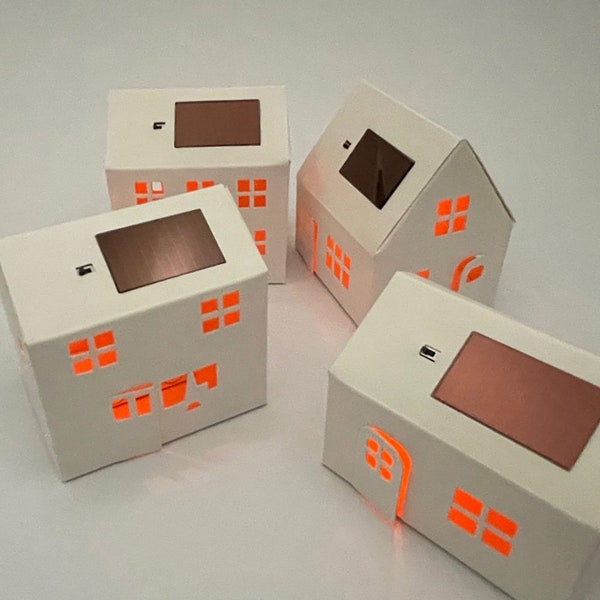 3 + 1 GRATUITE Mini Maisons Veilleuses Solaire Kit de Fabrication DIY - Casagami Village