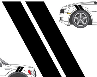 Universal Fit 4&quot; Hash Mark Fender Stripes for any Car or Truck 2 Pair 3M Vinyl DIY Decals