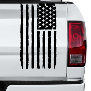 1pc Black White American Flag Rear Window Perforated Decal Graphic  Patriotic Decoration Vinyl Sticker Fit Most Pickup Trucks SUV