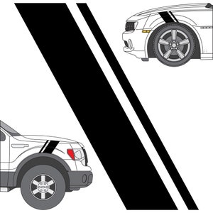 Universal Fit Offset Hash Mark Fender Stripes for any Car or Truck 2 Pair 3M Vinyl DIY Decals