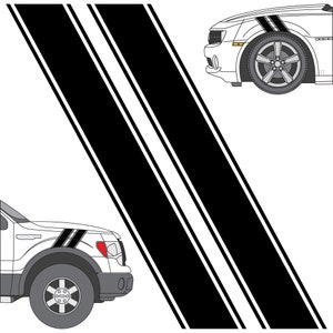 Universal Fit Dual Pinstripe Hash Mark Fender Stripes for any Car or Truck 2 Pair 3M Vinyl DIY Decals