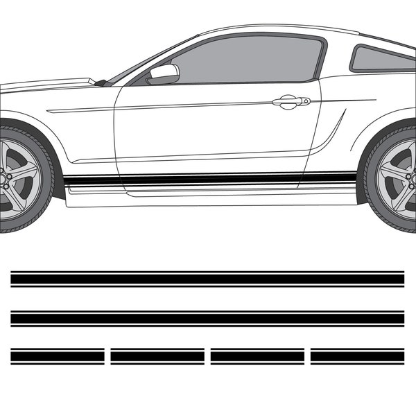 Rocker Panel Racing Stripes for Ford Mustang 3M Vinyl Decal Kit