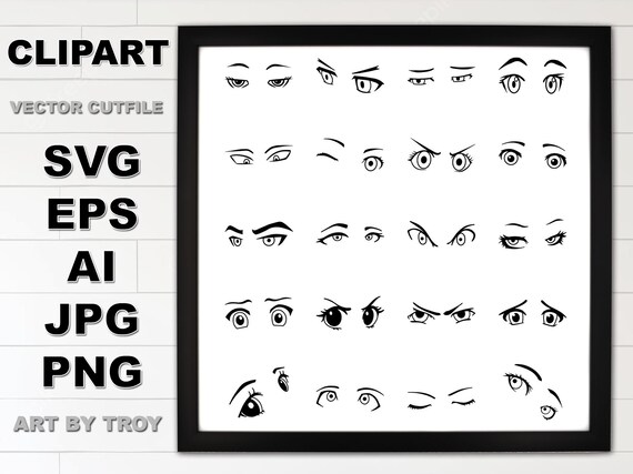 Anime Eyes Svg, Crying eyes Svg, Cartoon eye Eps, Png, Dxf