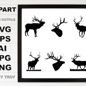 Elk Antlers SVG Vector Clipart Bundle | Cut Files for Cricut Silhouette and Glowforge Laser | Sublimation Designs