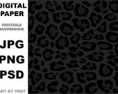 Leopard Print Digital Paper Printable Background Black on Black Sublimation Design PNG 1