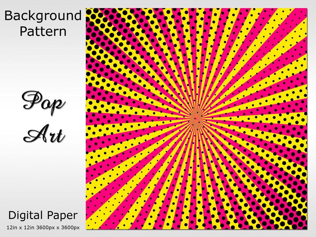 Pop Art Digital Paper Comic Book Pattern Scrapbook and Sublimation ...