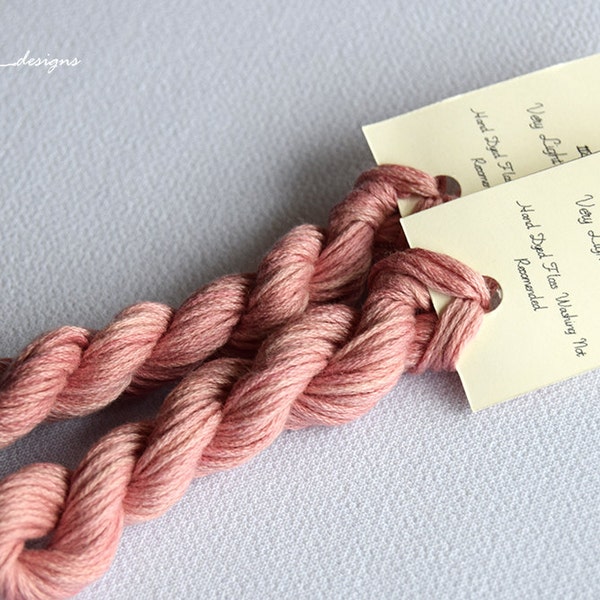 Hand dyed cotton thread / floss (6 strands) very light raspberry (112) for cross stitch / embroidery