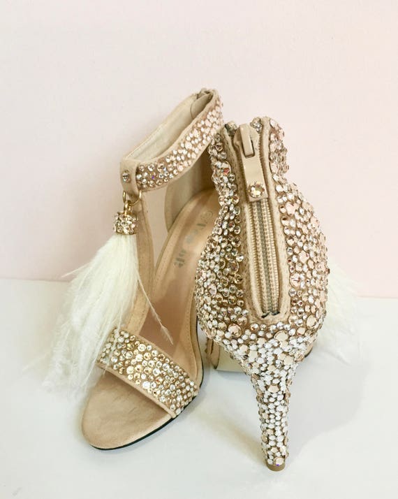 nude crystal shoes