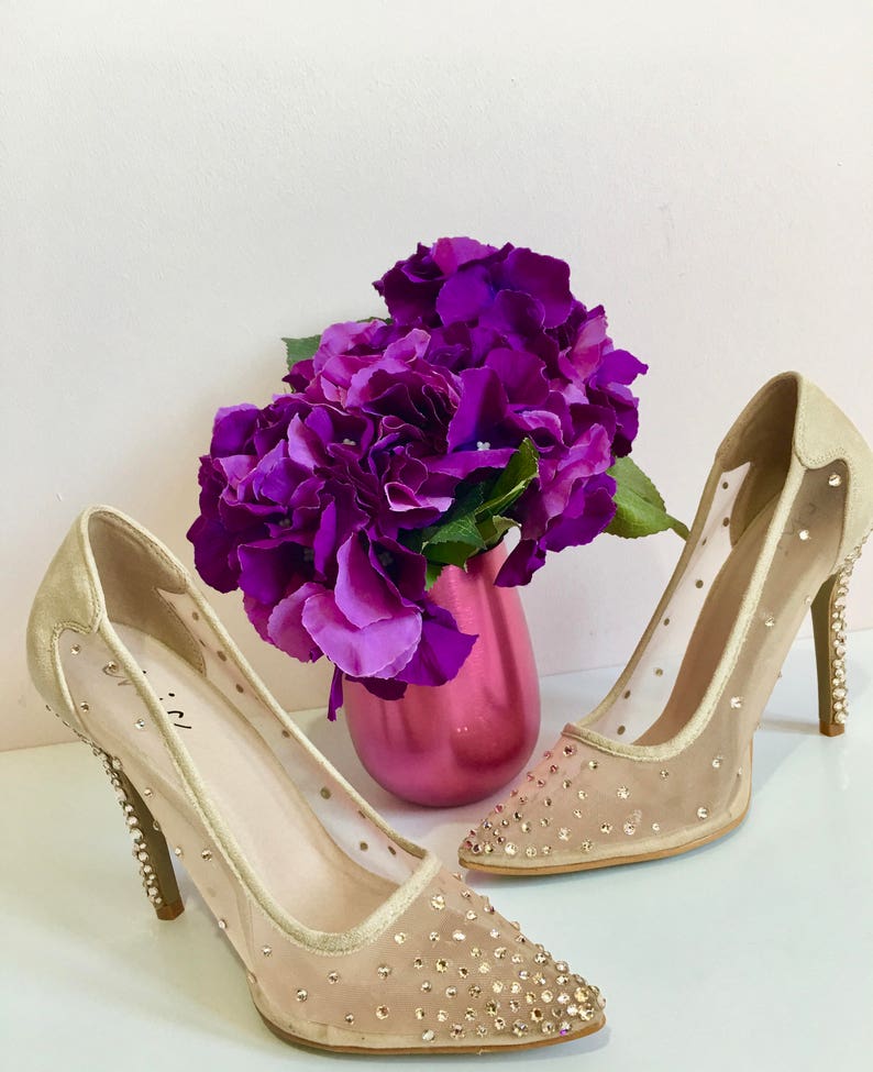 Court Mesh Shoes With Crystals/ Swarovski Heels/ Women Womens Etsy UK