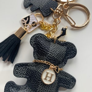 Checkered bear key chain/ Personalised keychain