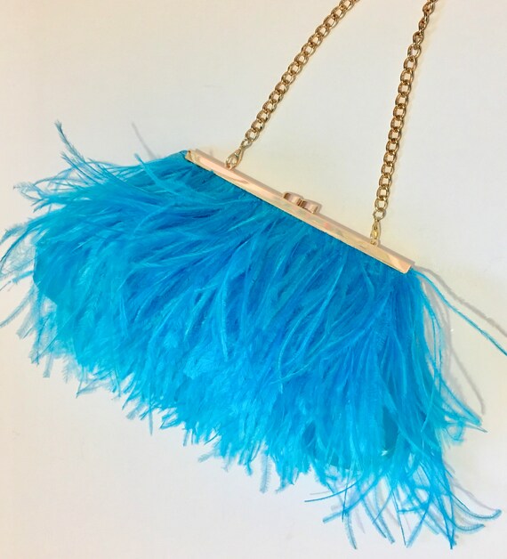 blue feather bag