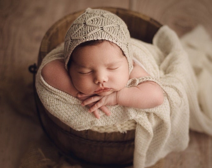 Newborn hat set 8 COLORS / baby photo outfit / baby hat / photo prop bonnet / newborn wrap hat set / hats for newborns photos / baby bonnet