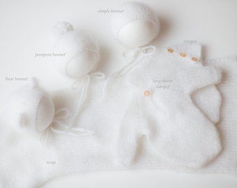 Newborn photo outfit 20 COLORS / newborn wrap bonnet set / newborn photo outfit / mohair wrap / super fluffy wrap / newborn fluff bonnet