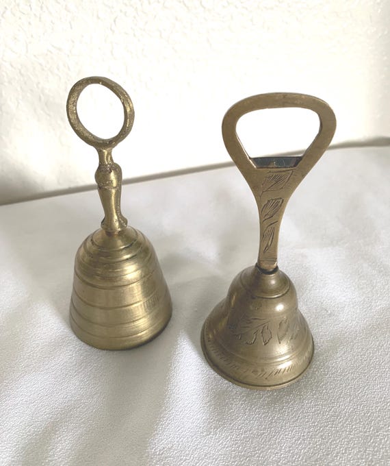2 Vintage 4.5 inch Brass Hand Bells