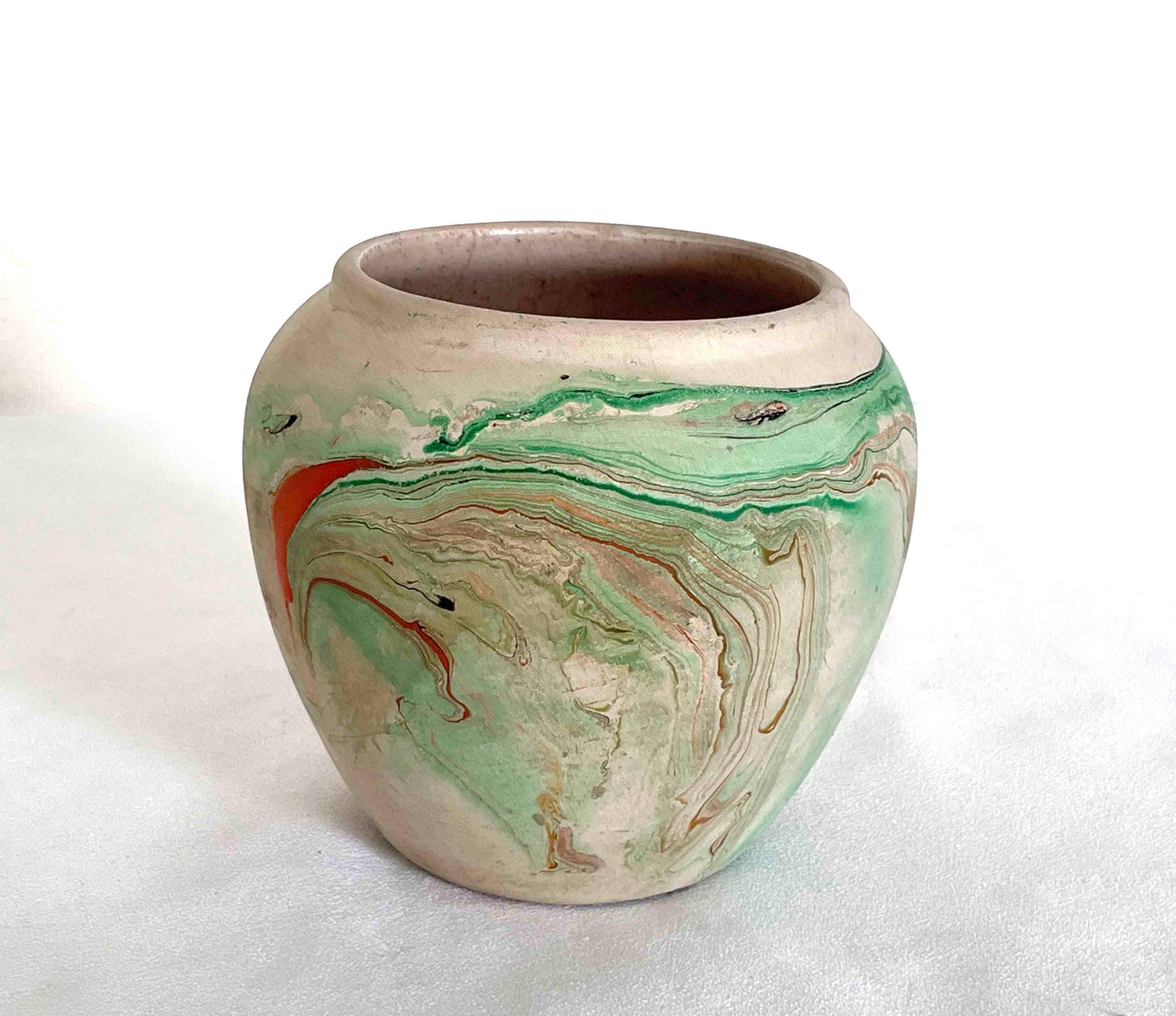 Vintage Nemadji Pottery ネマジポタリー USA Nemadji Pottery Vase Brown and Orange - The Junk Parlor
