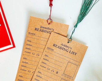 Marcapáginas Kraft personalizado: rastreador de lectura, regalo para amantes de la lectura
