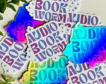 Audio Book Worm Sticker for Audiobook Enthusiast Gift • Audio Bookworm Die Cut Sticker for Audiobook Lover for Water Bottle, Kindle, Laptop