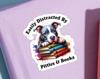 Pitbull & Books Sticker: Staffordshire Dog Lover Vinyl Decal