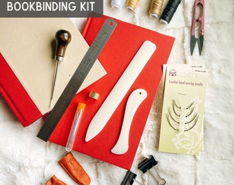 Beginner Bookbinding Kit Essential Book Binding Tool Set including Bone Folder, Needles, Wax Thread Great for DIY handmade book, book repair