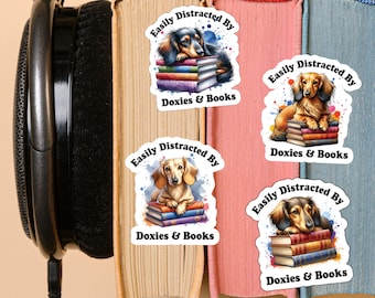 Dachshund Book Sticker: Doxie Dog Lover Gift, Vinyl Decal