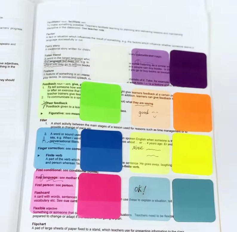 Full Set Colorful Sticky Notes for Annotating Books and Taking Notes ...