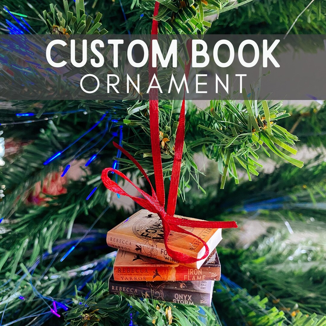 Custom Book Stack Ornament | Personalized Book Lover Gift | Handmade ...