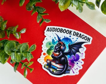Cute Dragon Bookish Fantasy Reader Sticker | Watercolor Kindle Decal | Audiobook Gift for Her | Booktok Ereader Sticker