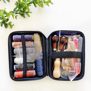 Leather Craft Tool Set including Needles, Wax Thread, Awl for DIY handmade Leather Gift or Upholstery Repair