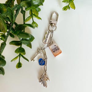 Custom Mini Book Charm Keychain with Personalized Initial - Handmade Bookish Theme Gift for Reader, Book Lover, Reading Booklover