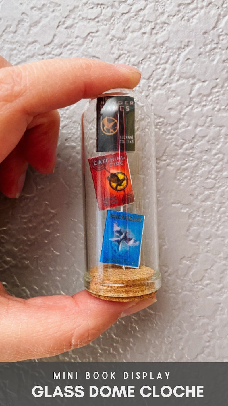 Handmade Mini Book Display Glass Dome Cloche