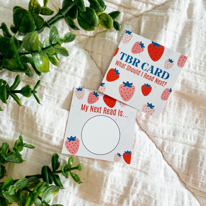 Book Lover Gift TBR Scratch Card Reading Challenge Interactive Bookish Present Reader Surprise Literature Recommendation Strawberry Theme Design Book Discovery Tool Reading List Builder Perfect Bookworm Present Literary Enthusiast Gift