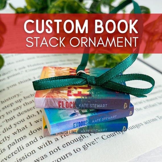 Custom Book Stack Ornament | Personalized Book Lover Gift | Handmade Book Spine Ornament with 2-8 Books | Bookish Christmas Decor