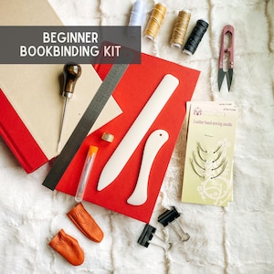 Beginner Bookbinding Kit Essential Book Binding Tool Set including Bone Folder, Needles, Wax Thread Great for DIY handmade book, book repair