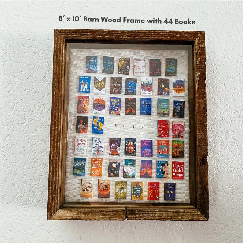 Rustic Title Frame Mini Book Frame Display in Shadow Box - Year in Books Gift for Book ...