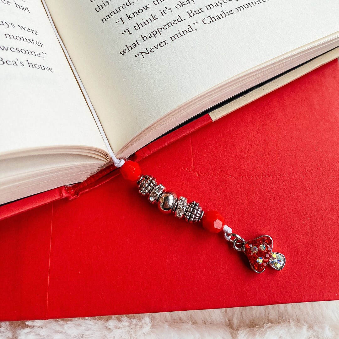 Handmade Beaded String Mushroom Bookmark: Unique Cottagecore Book Lover ...