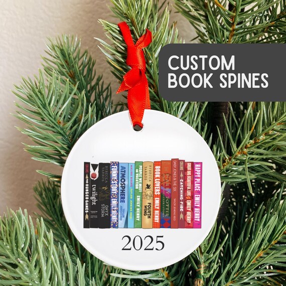 Personalized Christmas Book Tree Ornament Custom Acrylic Book Lover