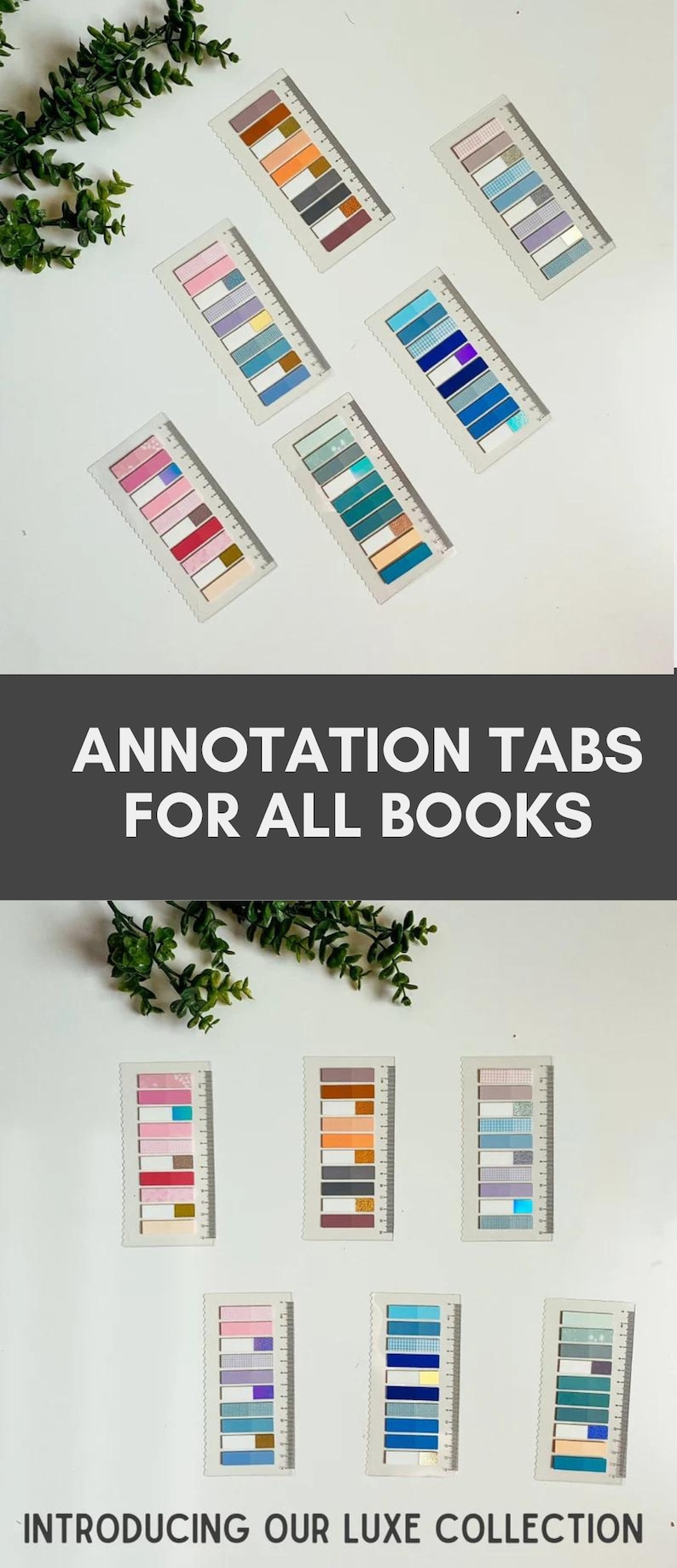 May include: A set of 10 colorful annotation tabs with different patterns and designs. The tabs are arranged in two rows of five. The tabs are labeled "Annotation Tabs for All Books".