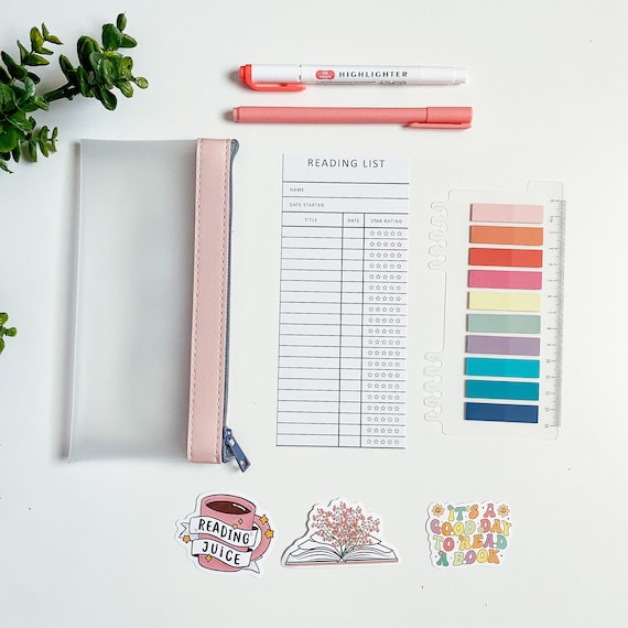 Book Annotation Kit: Tabs, Pen, Highlighter, Stickers - Book Lover Gift